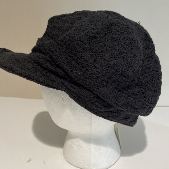 Hopeless Romantic Crochet Lace Cap Hat Black Flowers Victorian Made USA NWT - Picture 4 of 9